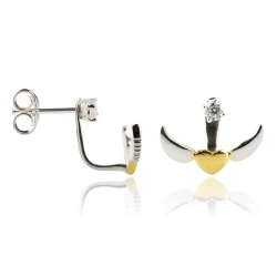 Sterlingsilber Ohrstecker gefluegeltes Herz mit Zirkonia Ear Jacket