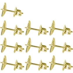 10 x Ohrstecker Rohlinge 925 Sterling Silber vergoldet mit Schale fuer Perlen 4-8mm