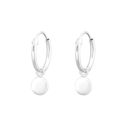 Creolen Ohrringe 925 Sterling Silber mit haengender Scheibe