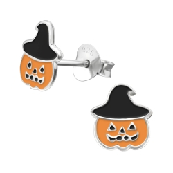 Ohrstecker 925 Sterling Silber mit Halloween Kuerbis