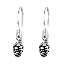 925 Sterling Silber Ohrhaken Ohrhaenger mit Tannenzapfen