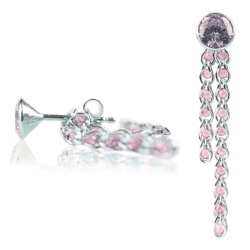 Ohrstecker 925 Sterling Silber mit Zirkonia in pink und abnehmbarer Kette