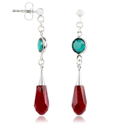 925 Sterling Silber Ohrstecker Ohrhaenger Sara mit Swarovski Elements