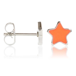 Chirurgenstahl Ohrstecker mit Emaille Stern in orange Studex Sensitive
