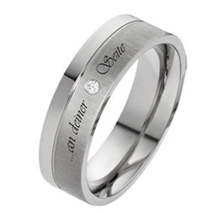 Damenring Titanring DT002 mit Stein Aussengravur