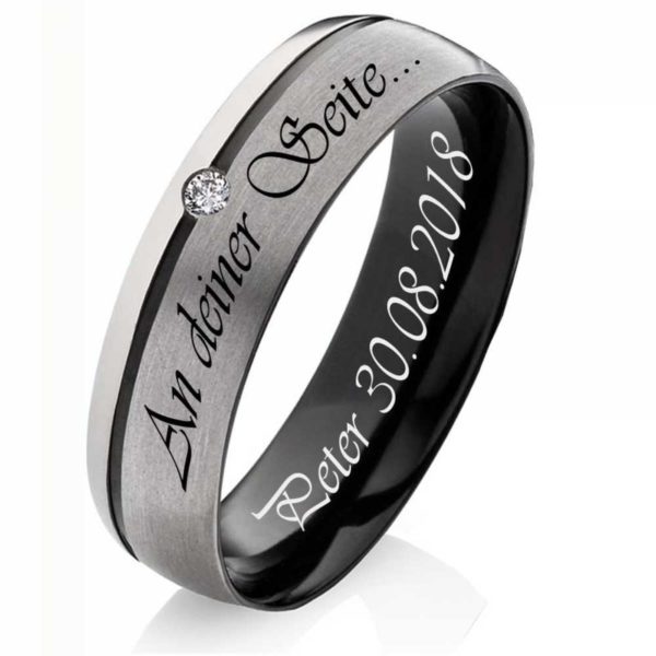 Damenring Titanring FF48D mit Aussengravur