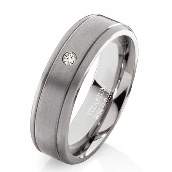 Damenring Titanring DTB4 mit Stein und gratis Gravur