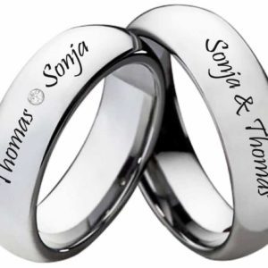 Partnerringe Wolframringe PW128 mit Zirkonia