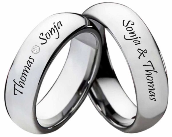 Partnerringe Wolframringe PW128 mit Zirkonia
