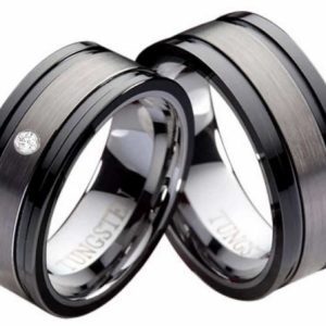 Partnerringe Wolframringe PW152 mit Zirkonia