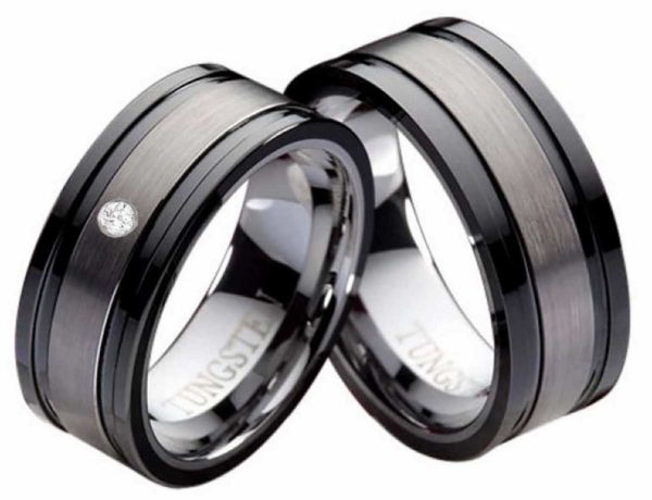 Partnerringe Wolframringe PW152 mit Zirkonia