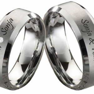 Partnerringe Wolframringe PW107 mit Zirkonia