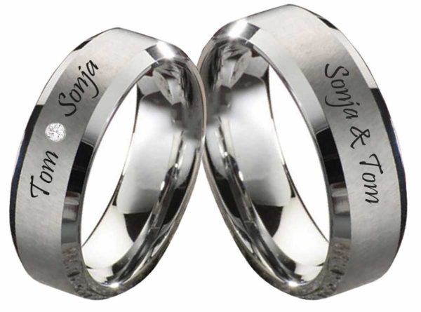 Partnerringe Wolframringe PW107 mit Zirkonia