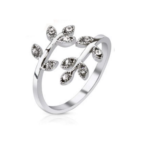 Zehenring Blaetter Silber Messing Damen
