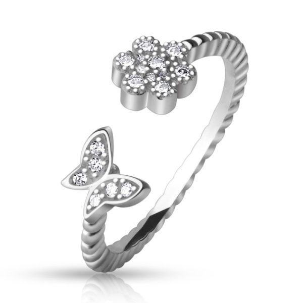 Zehenring Blume & Schmetterling 925 Silber Damen