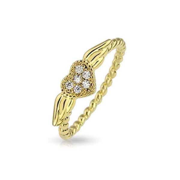 Zehenring Herz mit Fluegeln Gold Messing Unisex