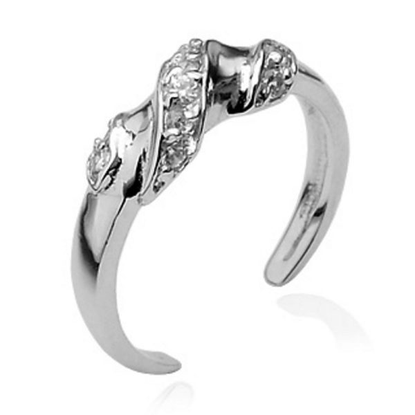Zehenring mit Kristallen 925 Silber Damen