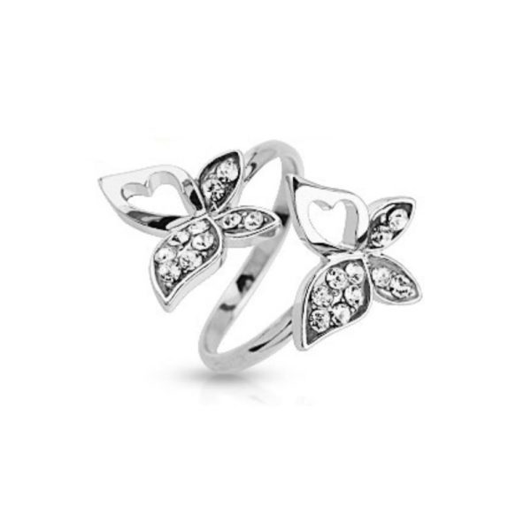 Zehenring Schmetterling mit Stein Silber Messing Unisex