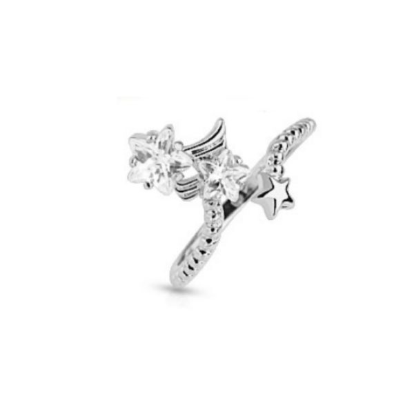 Zehenring Stern mit Zirkonia Silber Messing Unisex