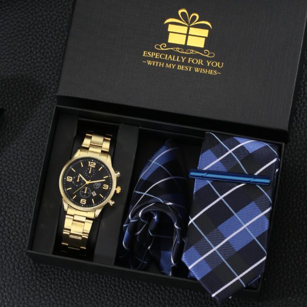 Uhren-Geschenk-Set-Uhr-Krawatte-Einstecktuch #01 – Bild 3