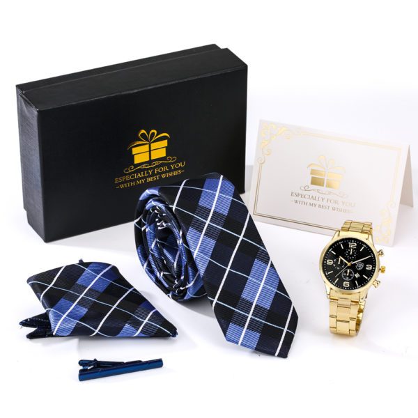 Uhren-Geschenk-Set-Uhr-Krawatte-Einstecktuch #01 – Bild 5