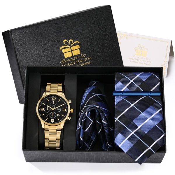 Uhren-Geschenk-Set-Uhr-Krawatte-Einstecktuch #01 – Bild 6