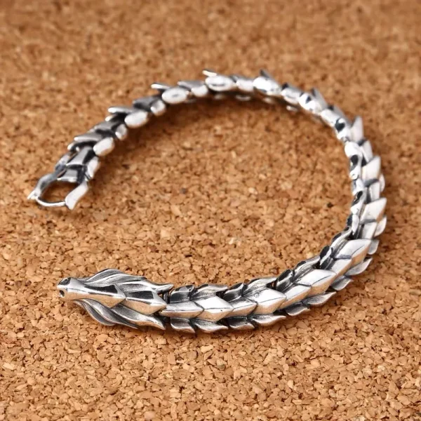 12mm Breite Echt Silber Retro Klassische Drachen Links Armbänder Für Mann Männlichen S925 Sterling Silber Vintage Armband Edlen Schmuck – Bild 2