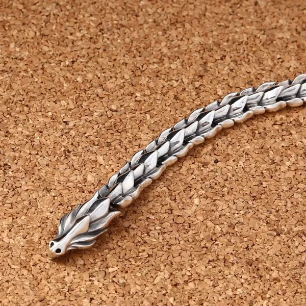 12mm Breite Echt Silber Retro Klassische Drachen Links Armbänder Für Mann Männlichen S925 Sterling Silber Vintage Armband Edlen Schmuck – Bild 3