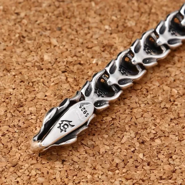 12mm Breite Echt Silber Retro Klassische Drachen Links Armbänder Für Mann Männlichen S925 Sterling Silber Vintage Armband Edlen Schmuck – Bild 5