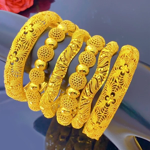 Aniid Dubai äthiopisch vergoldete Armreifen für Frauen indische afrikanische Luxus Armreifen arabischen Schmuck Hochzeits geschenke 24k Zubehör – Bild 2