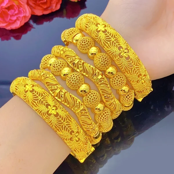 Aniid Dubai äthiopisch vergoldete Armreifen für Frauen indische afrikanische Luxus Armreifen arabischen Schmuck Hochzeits geschenke 24k Zubehör – Bild 3