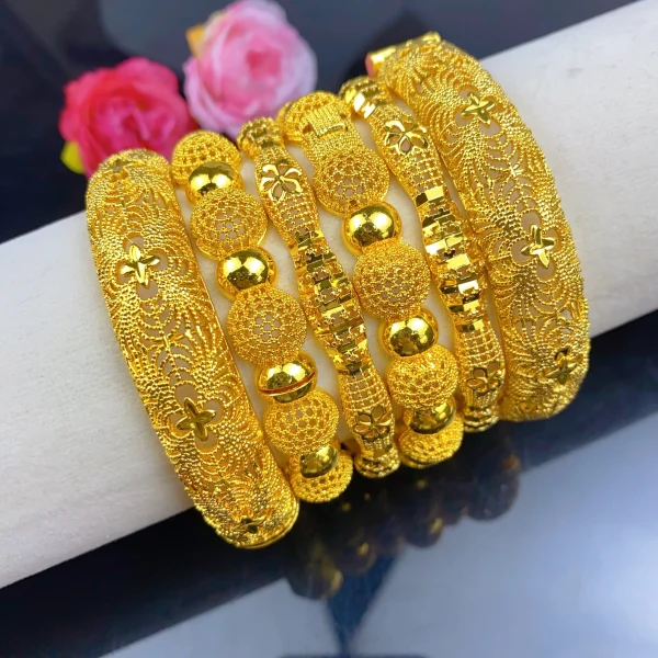 Aniid Dubai äthiopisch vergoldete Armreifen für Frauen indische afrikanische Luxus Armreifen arabischen Schmuck Hochzeits geschenke 24k Zubehör – Bild 4