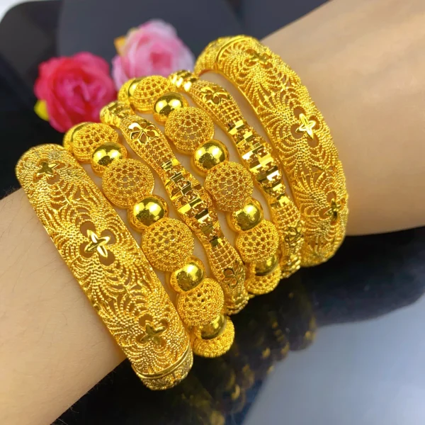 Aniid Dubai äthiopisch vergoldete Armreifen für Frauen indische afrikanische Luxus Armreifen arabischen Schmuck Hochzeits geschenke 24k Zubehör – Bild 5