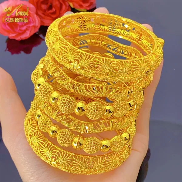 Aniid Dubai äthiopisch vergoldete Armreifen für Frauen indische afrikanische Luxus Armreifen arabischen Schmuck Hochzeits geschenke 24k Zubehör