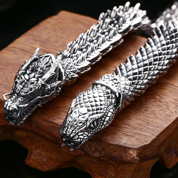 BOCAI Neue 100% S925 Silber Herrschsüchtige männer Armband Dicken Drachen Python Trendy Persönlichkeit Vintage-Schmuck Zubehör – Bild 5