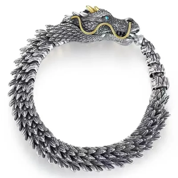 Curb Kette Armband Chunky Drachen Link Kette Armband für Vatertag Schwer Kühlen Drachen Skala Armreif Schmuck Ornament – Bild 2