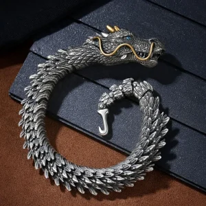 Curb Kette Armband Chunky Drachen Link Kette Armband für Vatertag Schwer Kühlen Drachen Skala Armreif Schmuck Ornament