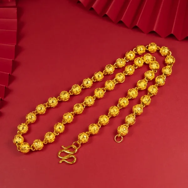Echte 24 Karat Gold Oliven perle hohle Halsketten für Männer Frauen Luxus Sand Gold Anhänger Kette Schmuck Hochzeit Geburtstags geschenke – Bild 3
