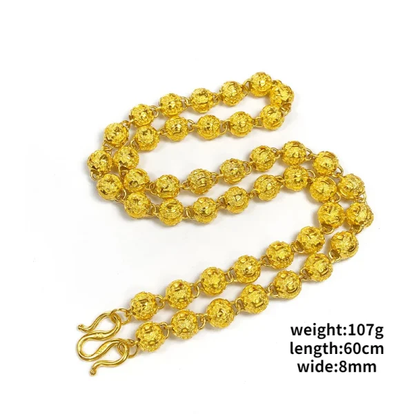 Echte 24 Karat Gold Oliven perle hohle Halsketten für Männer Frauen Luxus Sand Gold Anhänger Kette Schmuck Hochzeit Geburtstags geschenke – Bild 5