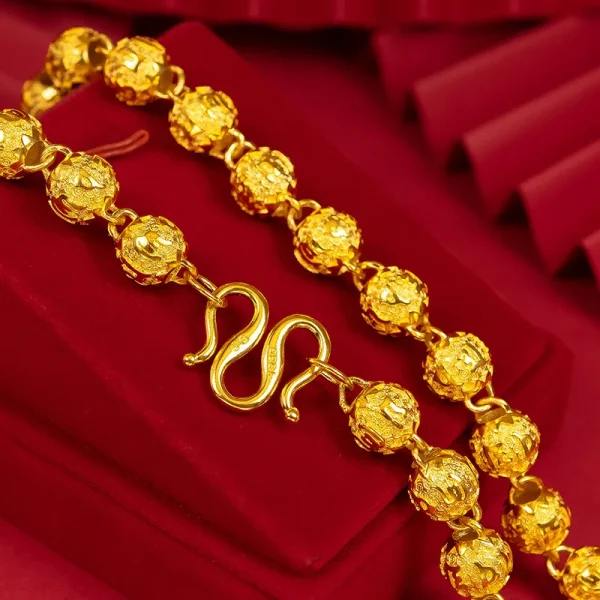 Echte 24 Karat Gold Oliven perle hohle Halsketten für Männer Frauen Luxus Sand Gold Anhänger Kette Schmuck Hochzeit Geburtstags geschenke