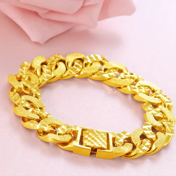 Für immer Nicht Verblassen 24K Gold Gefüllt Schmuck Armbänder für Männer Frauen Pulseira Feminina Bizuteria Joyas Hochzeit Feine Armbänder – Bild 3