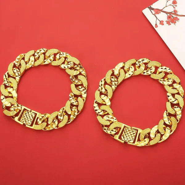 Für immer Nicht Verblassen 24K Gold Gefüllt Schmuck Armbänder für Männer Frauen Pulseira Feminina Bizuteria Joyas Hochzeit Feine Armbänder – Bild 4