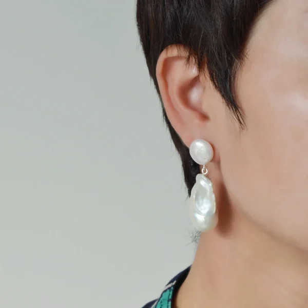 Frauen Ohrringe Weiß Übergroßen Natürliche Perle Design Ohrringe Barock Anhänger Doppel Perlen Vintage Perle Ohrringe Freies Verschiffen – Bild 2