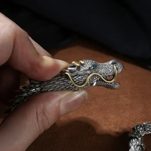 Retro Drachen Link Kette Armband Frühling Haken Verschluss Armband Gothic Stil Drachen Curb Kette Armband Schmuck Geschenke – Bild 2