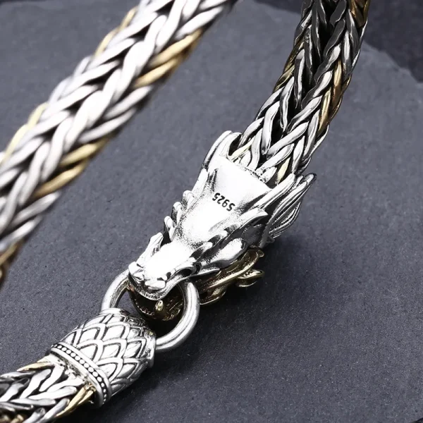 S925 Sterling Silber Armbänder für Männer 2023 Neue Herrenmode Farben Drachen Weaven-kette Argentum Armreif Punk Viking schmuck – Bild 3