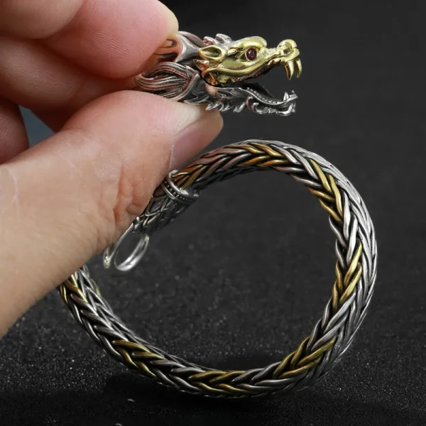 S925 Sterling Silber Armbänder für Männer 2023 Neue Herrenmode Farben Drachen Weaven-kette Argentum Armreif Punk Viking schmuck – Bild 4