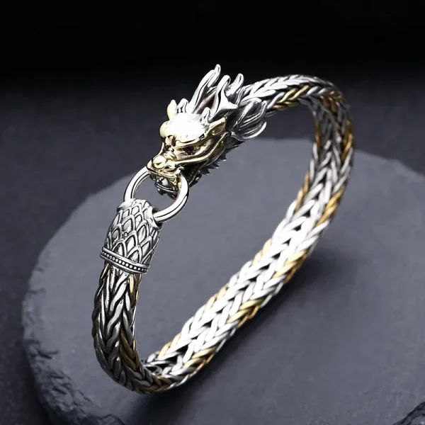 S925 Sterling Silber Armbänder für Männer 2023 Neue Herrenmode Farben Drachen Weaven-kette Argentum Armreif Punk Viking schmuck