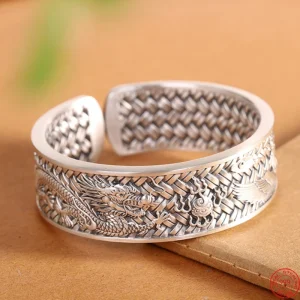 S999 Sterling Silber Armbänder für Frauen neue Mode Web muster Drachen Phoenix dicken breiten Armreif Schmuck versand kostenfrei
