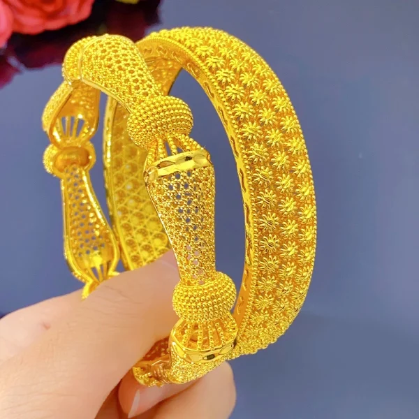 Xuhuang Dubai afrikanischen Luxus vergoldete Armreifen 24k Schmuck Engagement für Frauen Braut Hochzeit Armbänder Trend Schmuck Geschenke – Bild 2