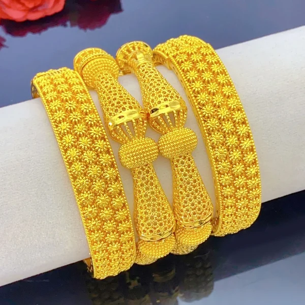 Xuhuang Dubai afrikanischen Luxus vergoldete Armreifen 24k Schmuck Engagement für Frauen Braut Hochzeit Armbänder Trend Schmuck Geschenke – Bild 3
